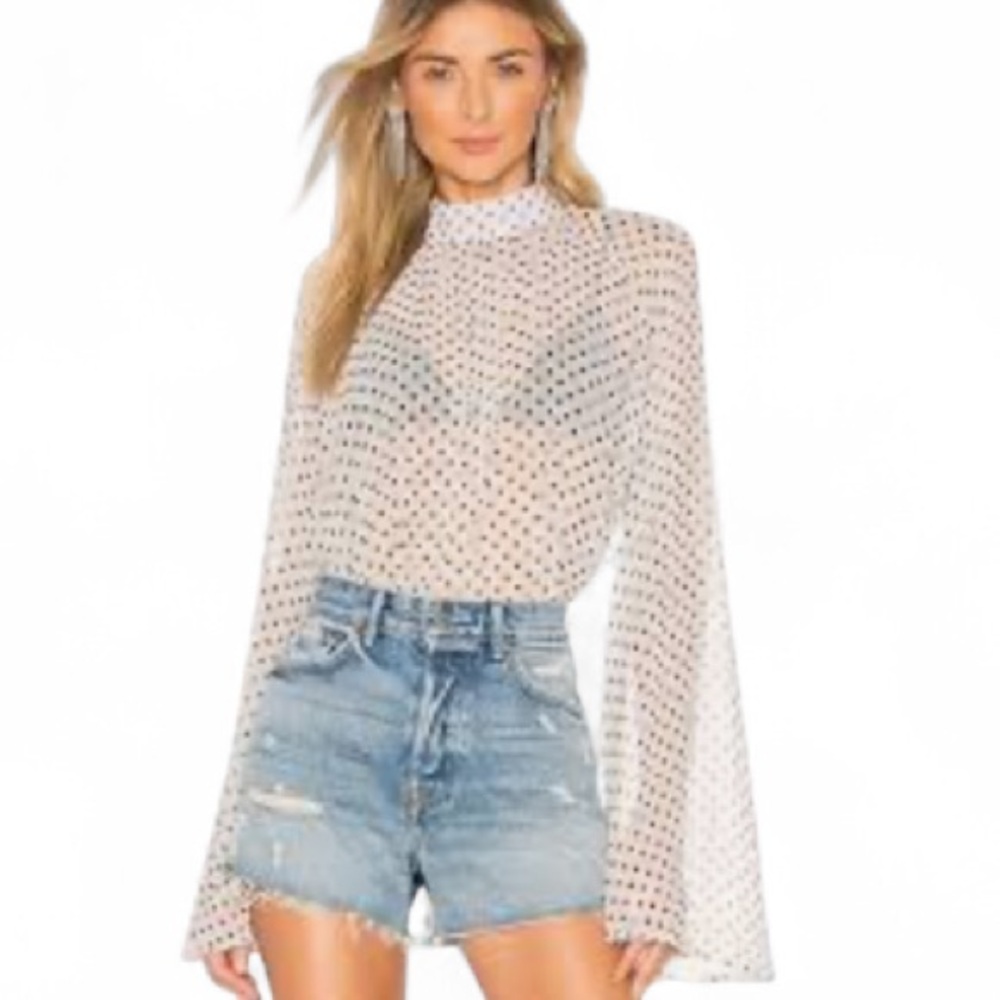 RtA Tennessee Mockneck Sheer Blouse item is black